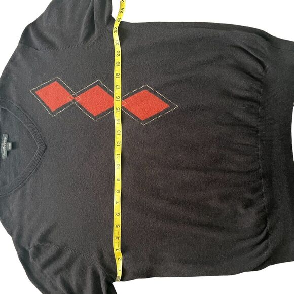 Kenneth Roberts Platinum Argyle Cotton Cashmere Blend Sweater V Neck Large - Picture 4 of 7
